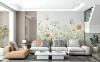 Soft floral patterns meadow whispers wallpaper mural for a guest room