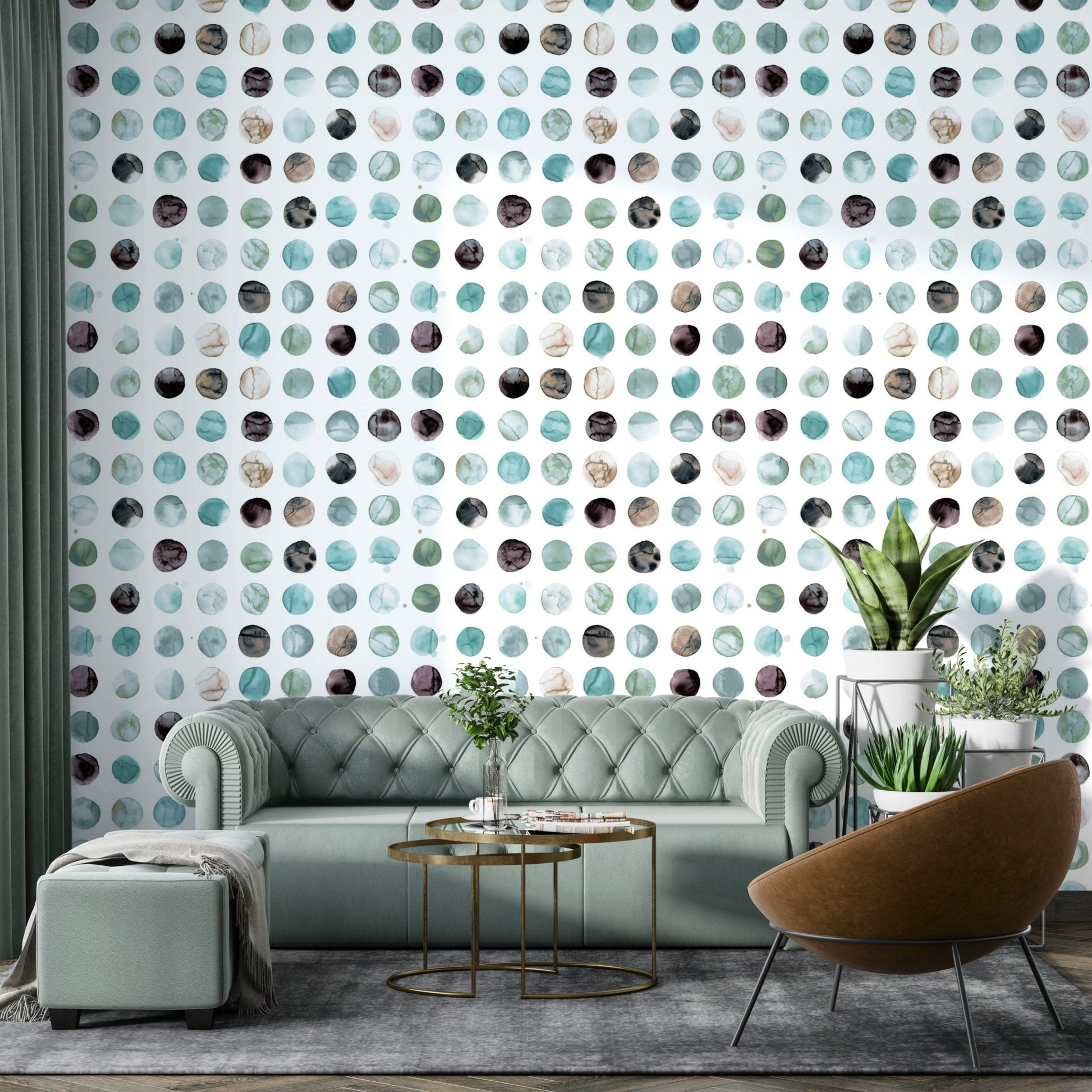 Soft blue minimal Scandi dots design for wall decor.

