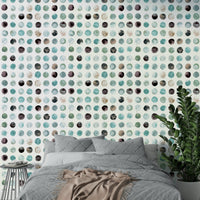 Stylish watercolor aqua dots wallpaper for modern spaces.


