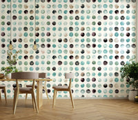 Elegant aqua blue dots on white watercolor wallpaper.

