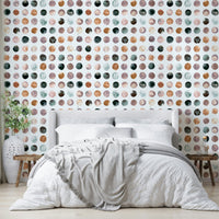 Soft terracotta watercolor dots for Scandinavian rooms

