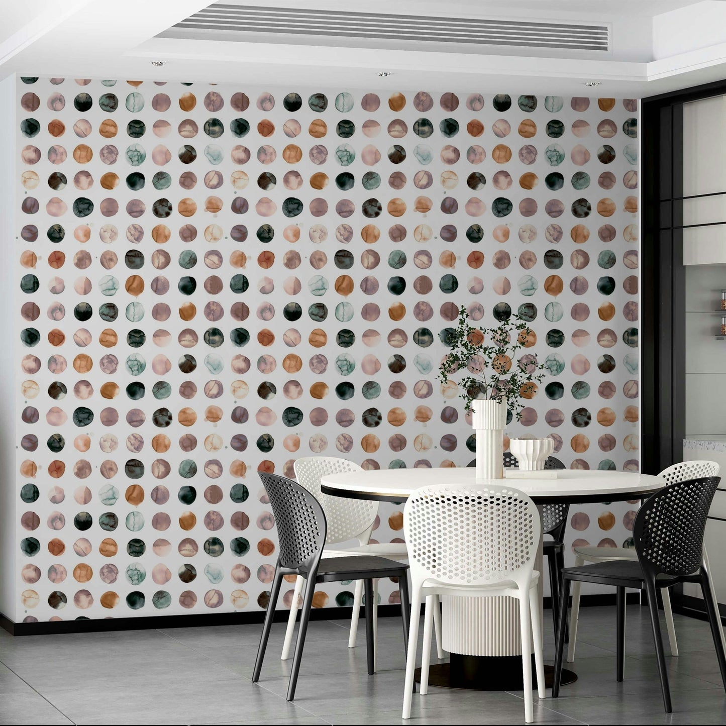 Subtle terracotta orange watercolor dot wallpaper design


