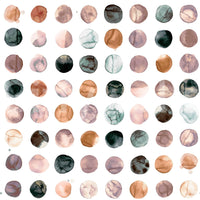 Warm terracotta dots on watercolor wallpaper in Scandi style

