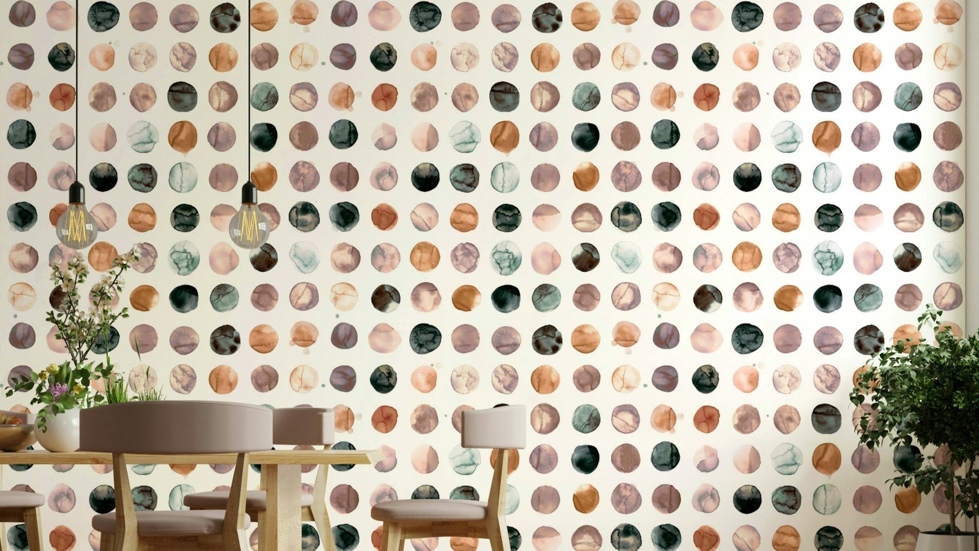 Watercolor minimal terracotta dots wallpaper design, GD1566