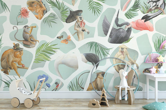 Watercolor Monkey wallpaper Mural A294