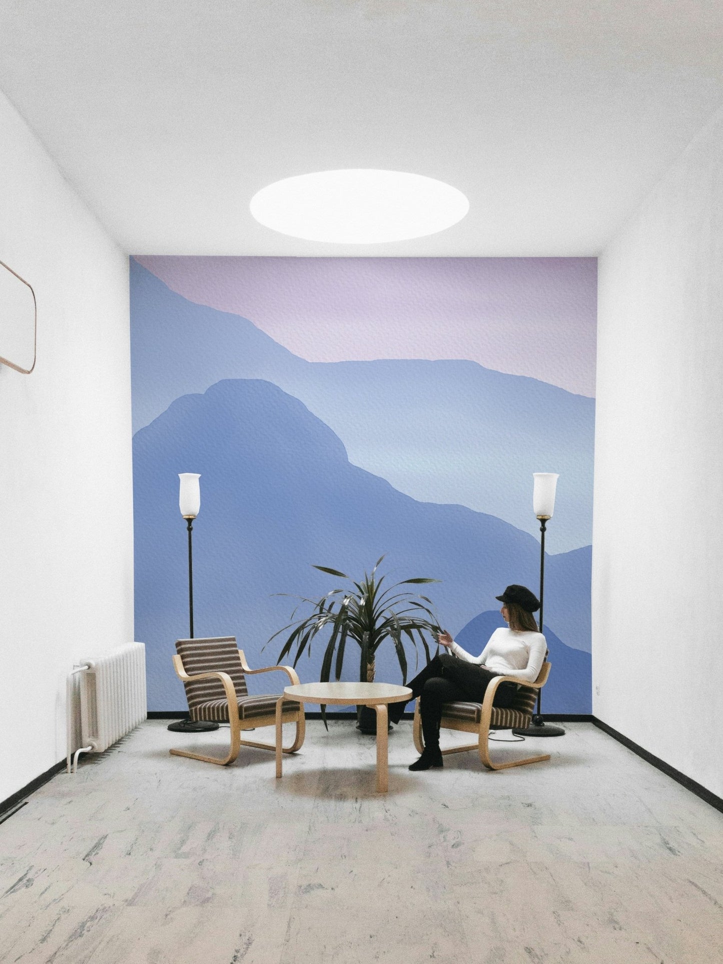 Pink and blue mountain layer design

