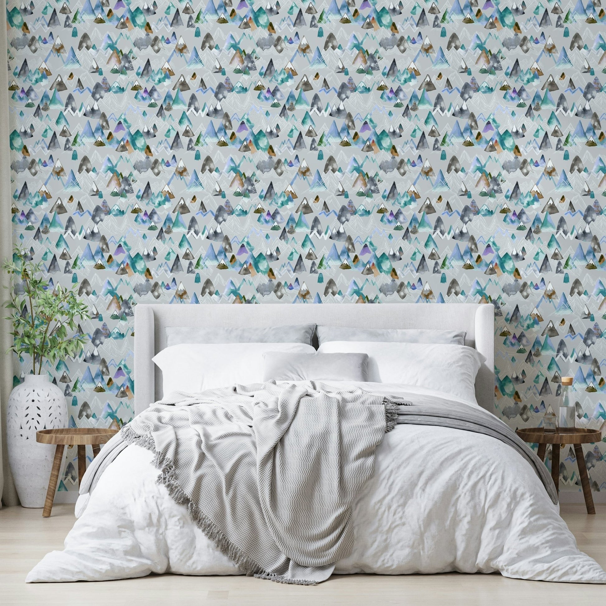 Watercolor alpine mural wallpaper

