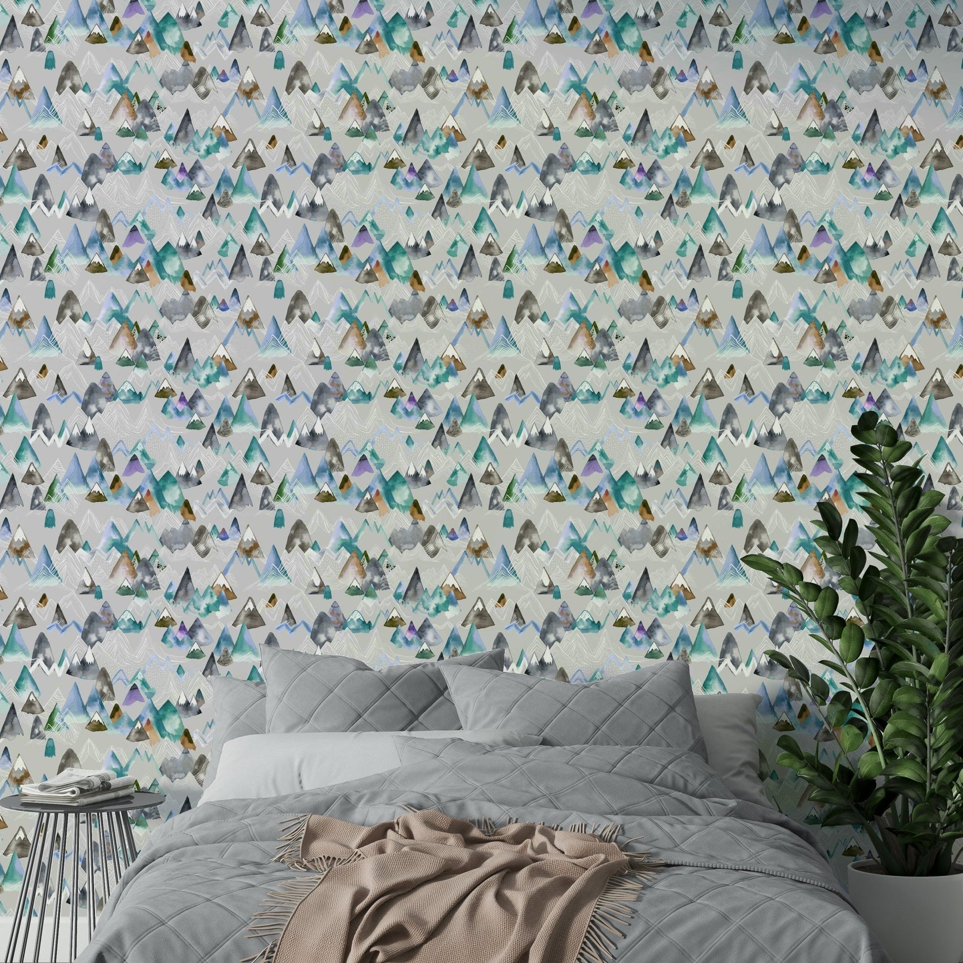 Grey background mountain mural


