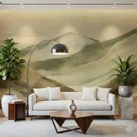 A calming serene view wallpaper mural that defines a space.