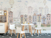 Watercolor Old City Reusable Wallpaper