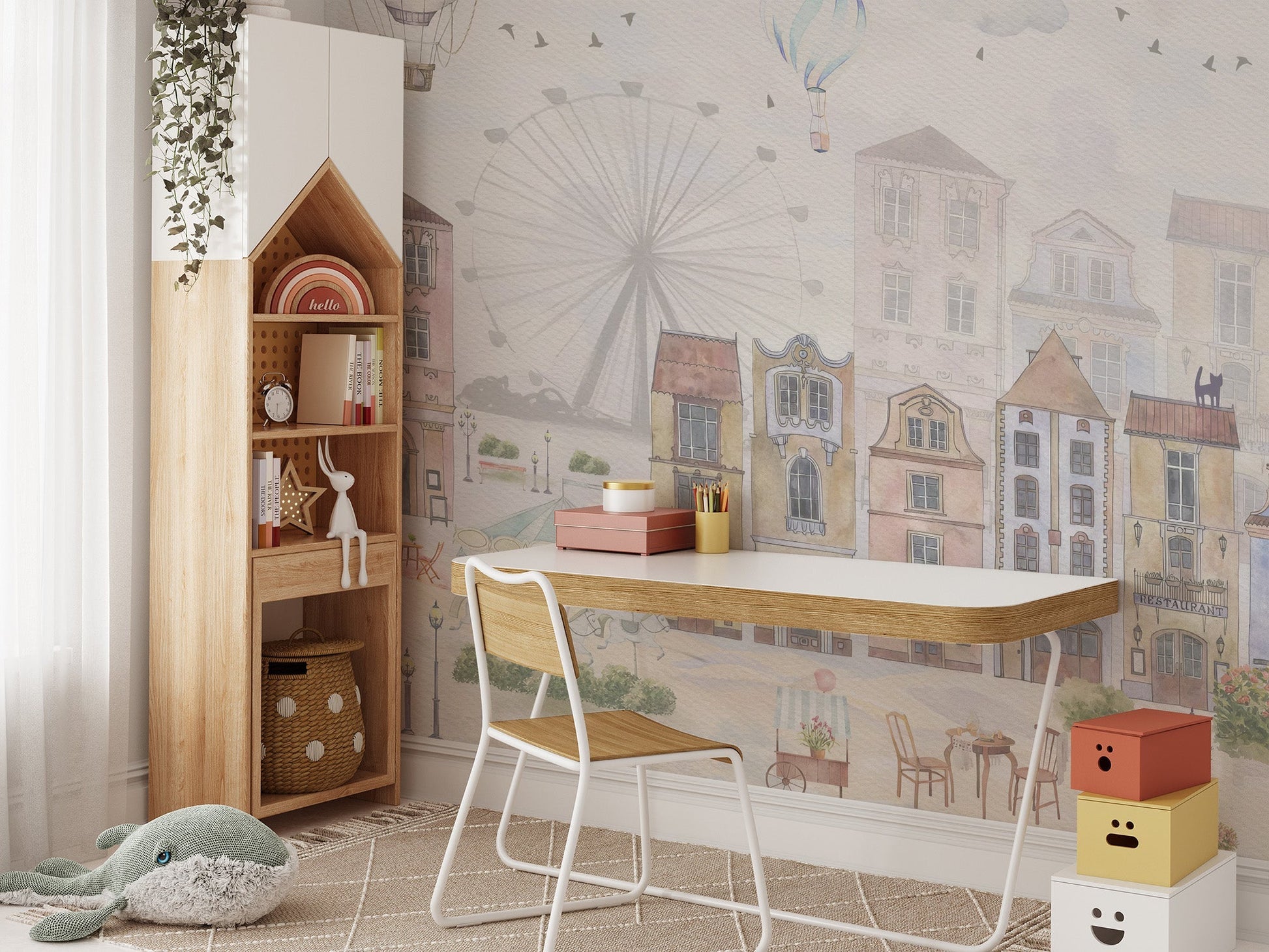 Watercolor Old City Kids Wallpaper - Giffywalls