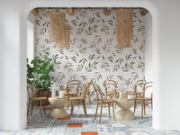 A beautiful modern art wall mural of delicate leaves.
