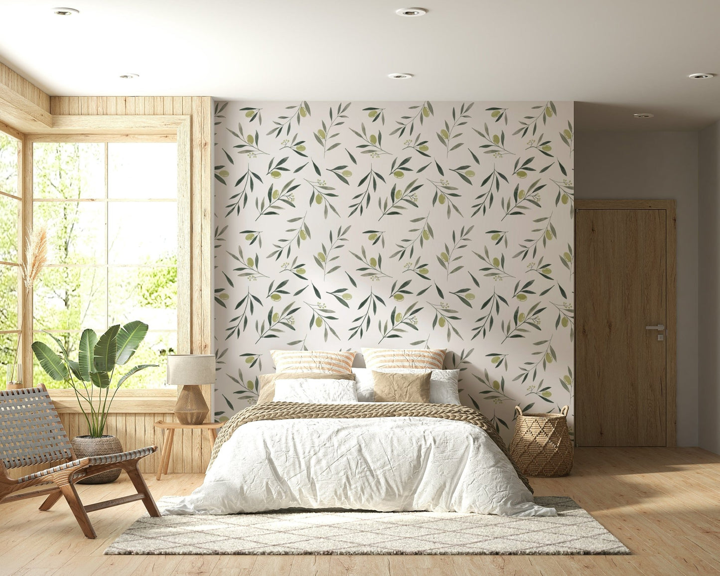 A serene subtle botanical wall mural for your decor.