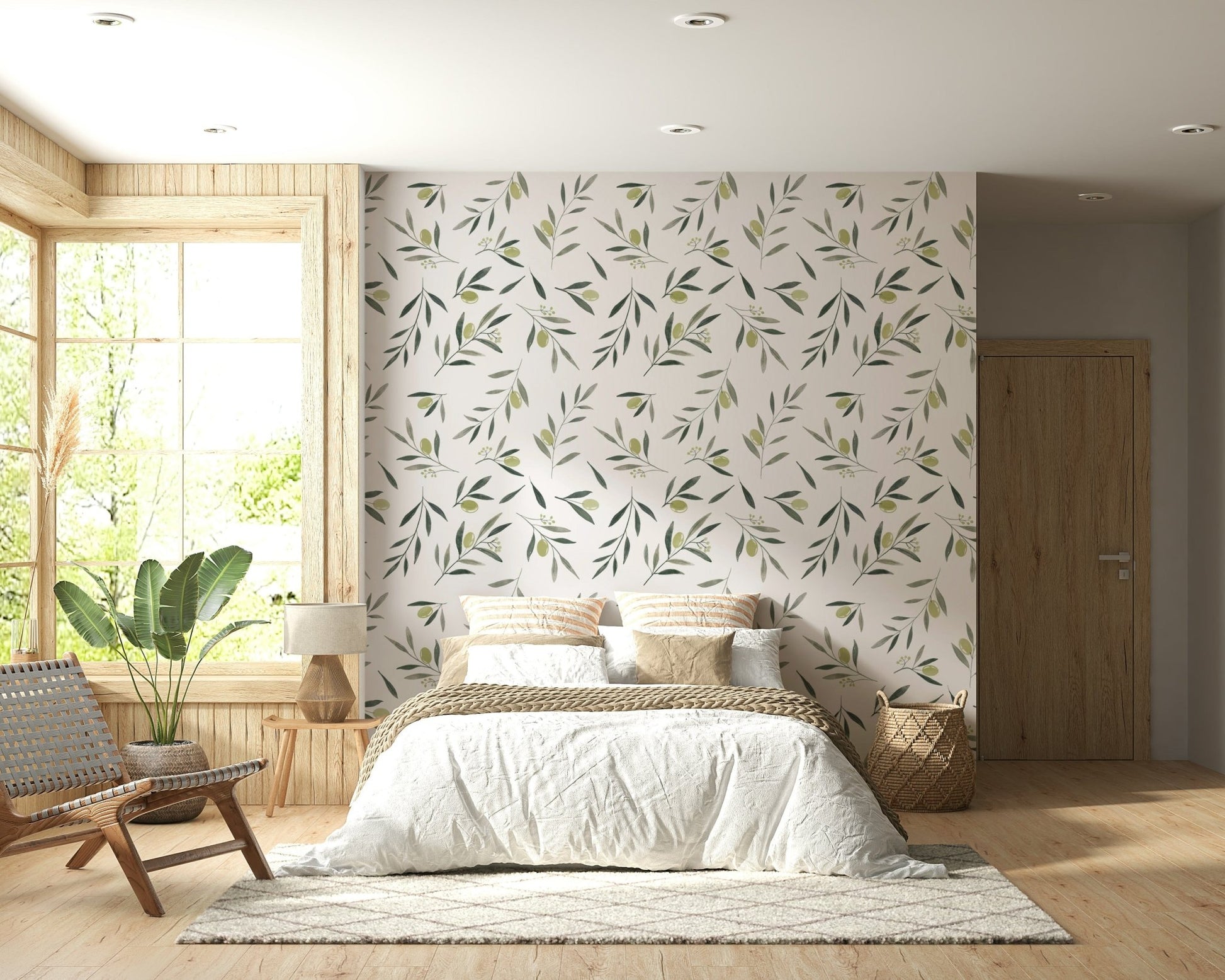 A serene subtle botanical wall mural for your decor.