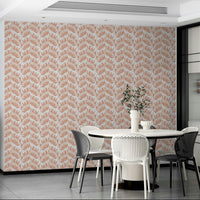 Watercolor palm leaf terracotta wallpaper detail GD688

