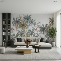 Modern office space decorated with Watercolor Palms Wall Mural for a calm vibe.