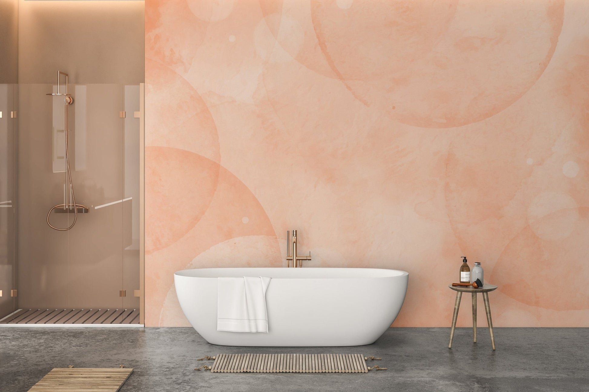 Watercolor peach wall mural for rooms
