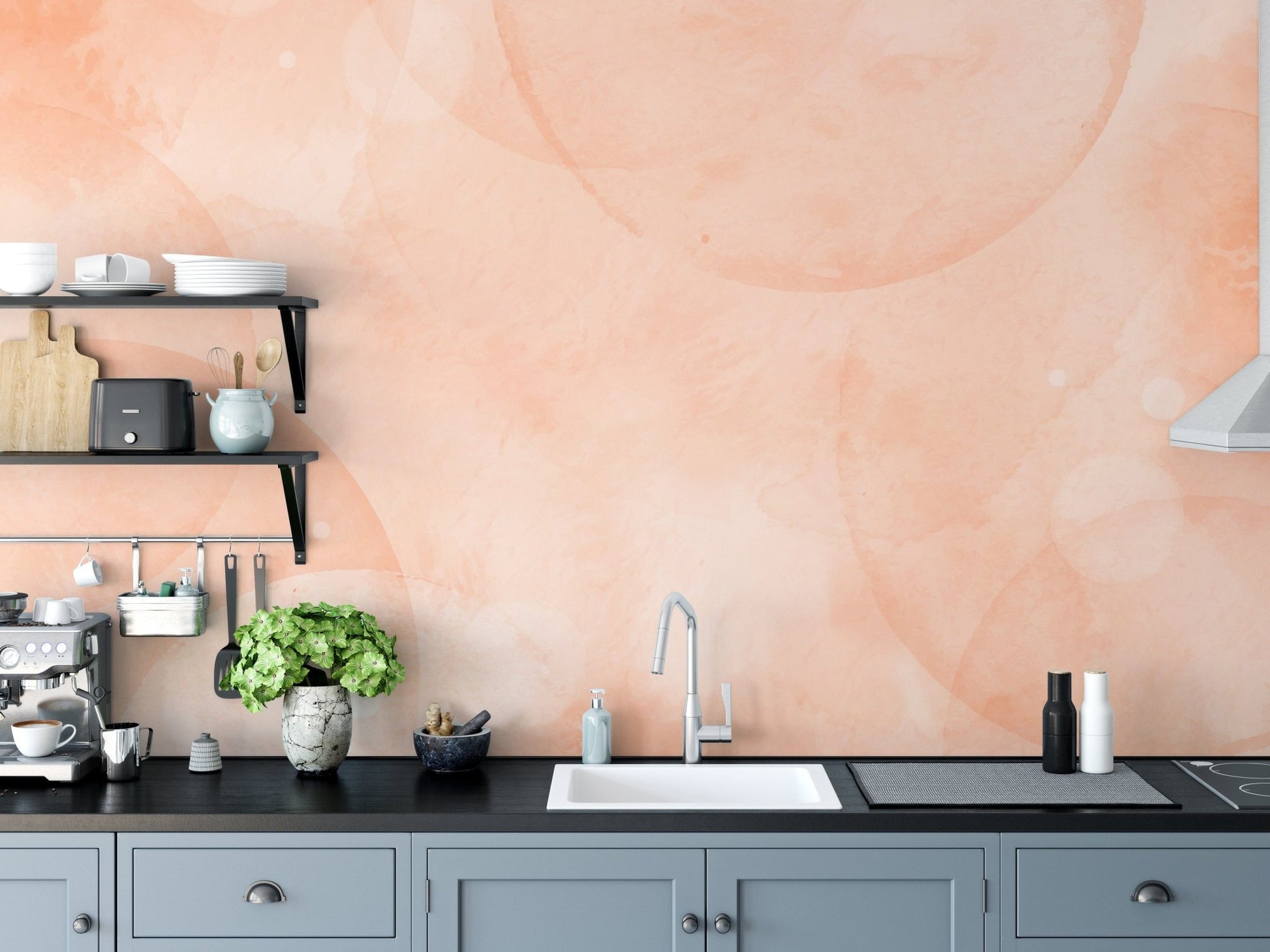 Soft peach fuzz watercolor wall mural
