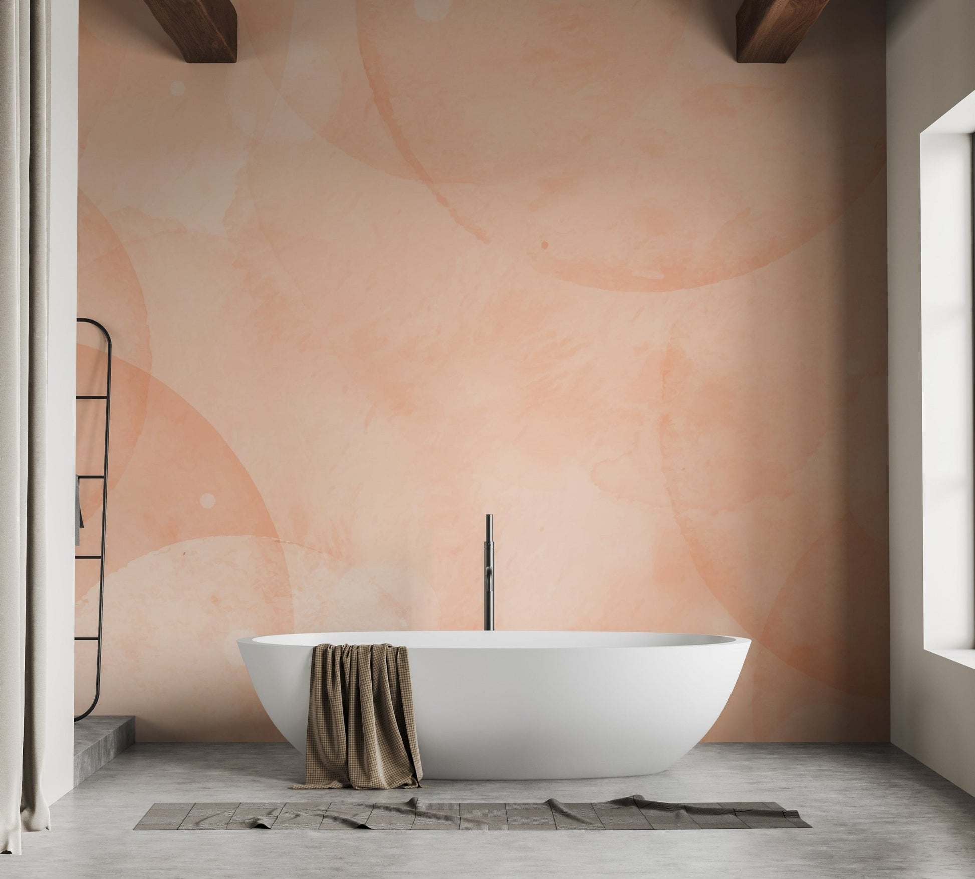 Peach tone watercolor wall covering
