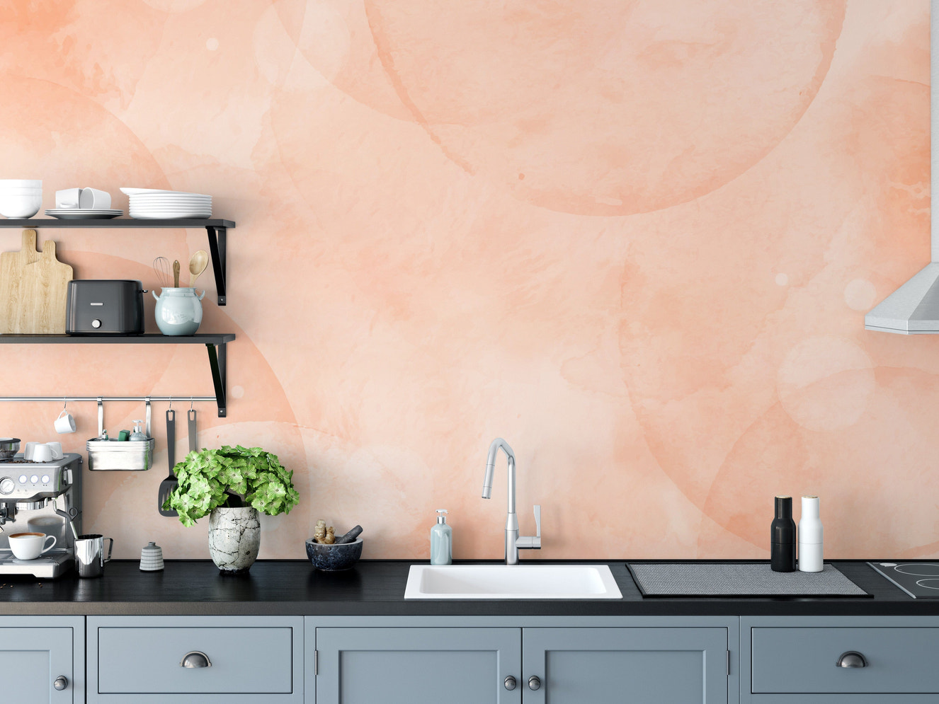 Soft peach fuzz watercolor wall mural
