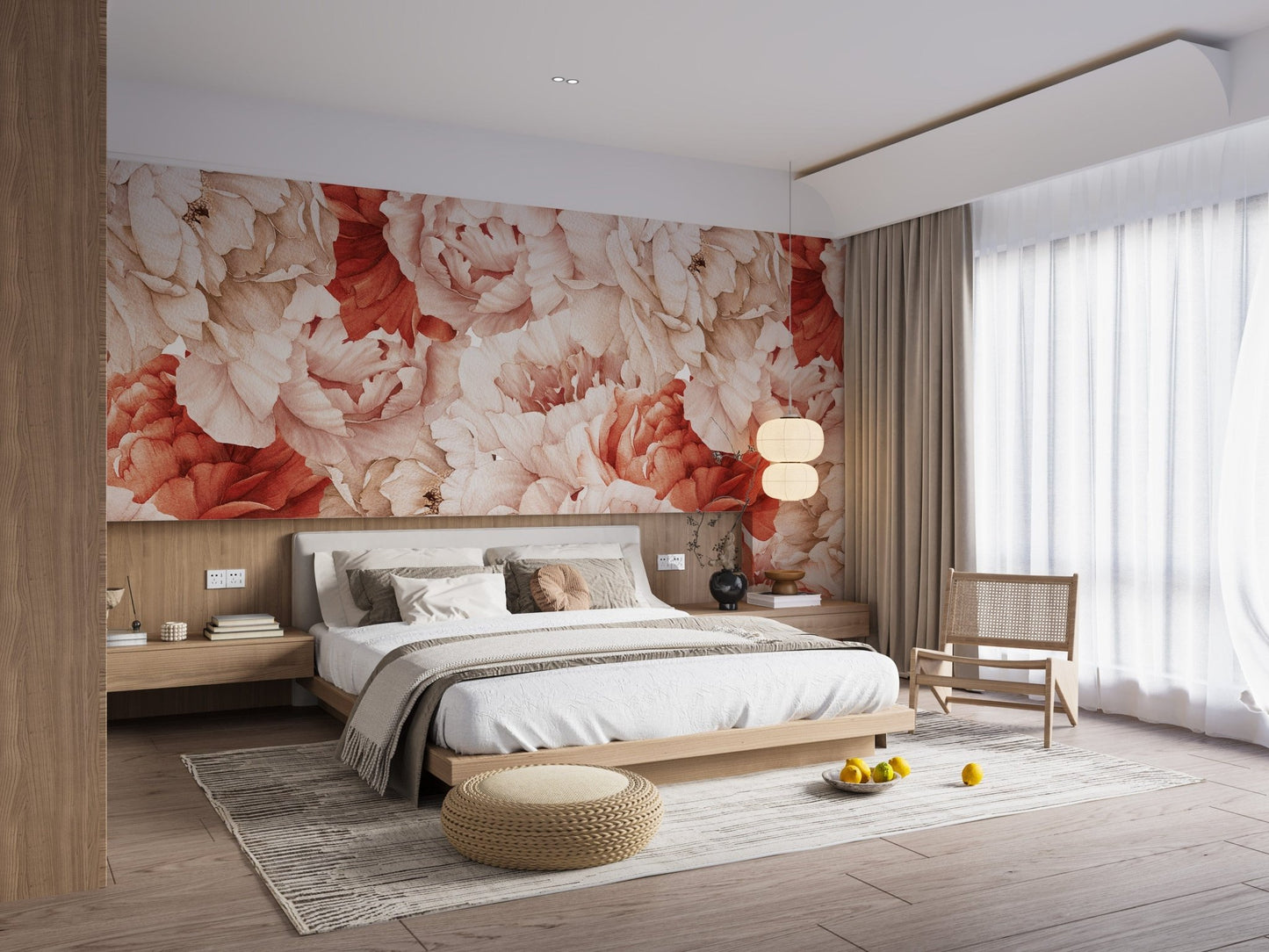 Soft vintage peonies Wallpaper with floral design A816
