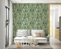 Soft Sage Green Watercolor Pines Spruces Forest Design

