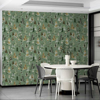 Watercolor Forest Pines Spruces Wallpaper for Walls

