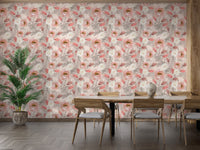 Feminine watercolor rose wallpaper mural for bedrooms.