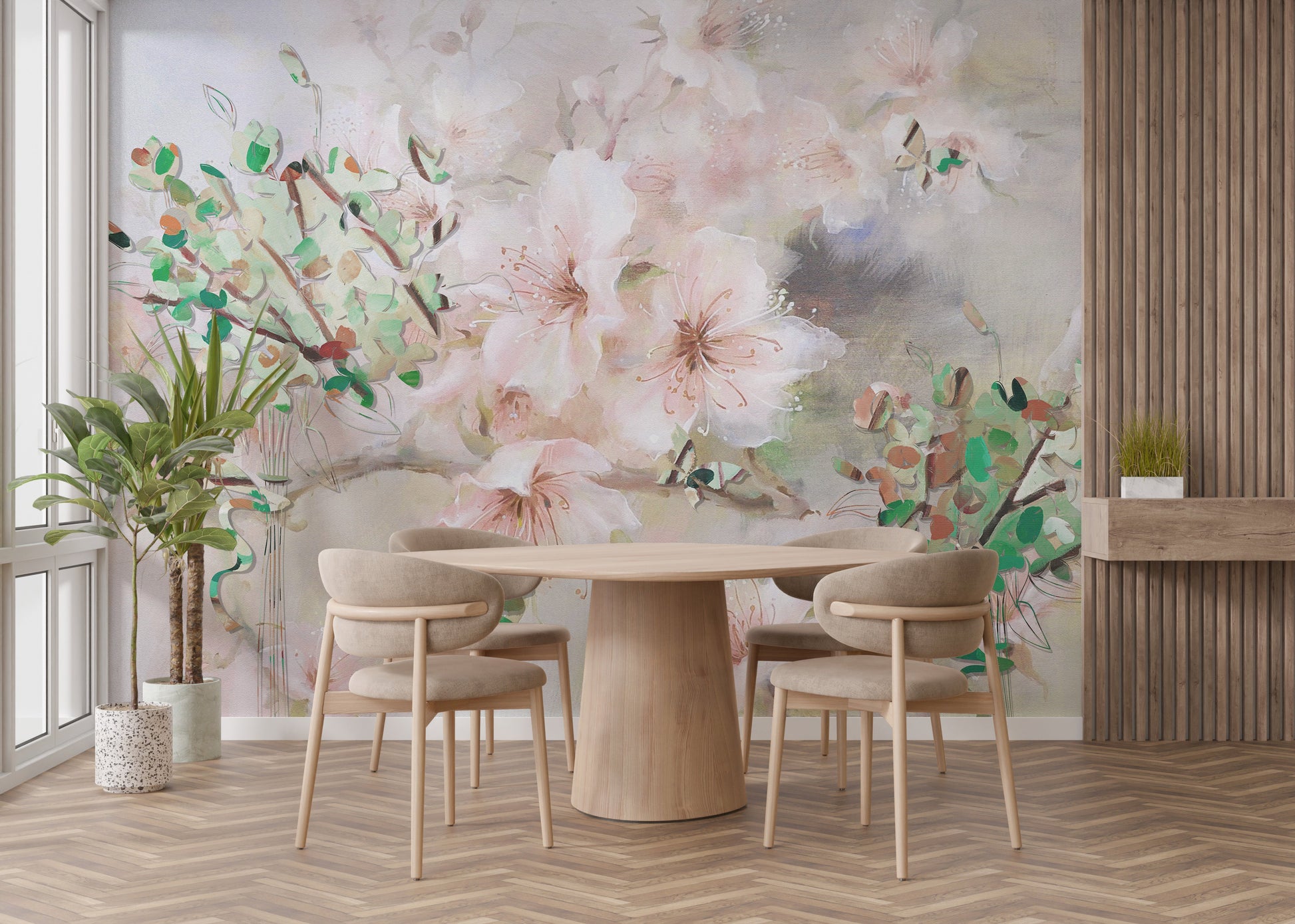 Sophisticated pink sakura flower wallpaper
