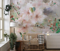 Watercolor Pink Sakura Flower Wallpaper Murals - Giffywalls