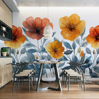 Orange and red poppies wall mural
