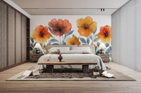 Bold poppies floral wallpaper mural
