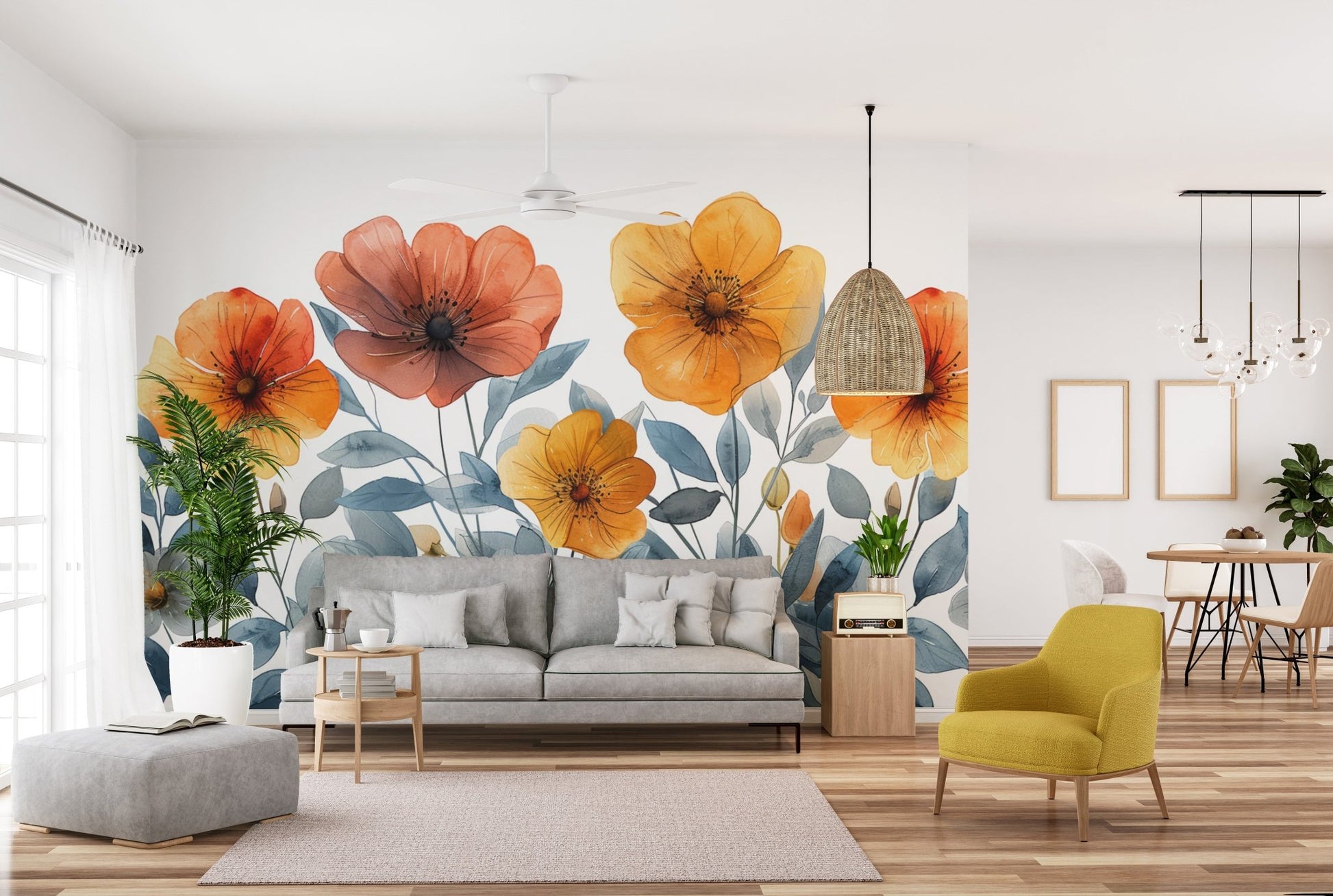 Colorful watercolor floral wallpaper
