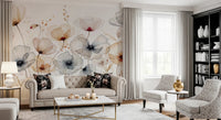 Sophisticated floral feature wall mural decor
