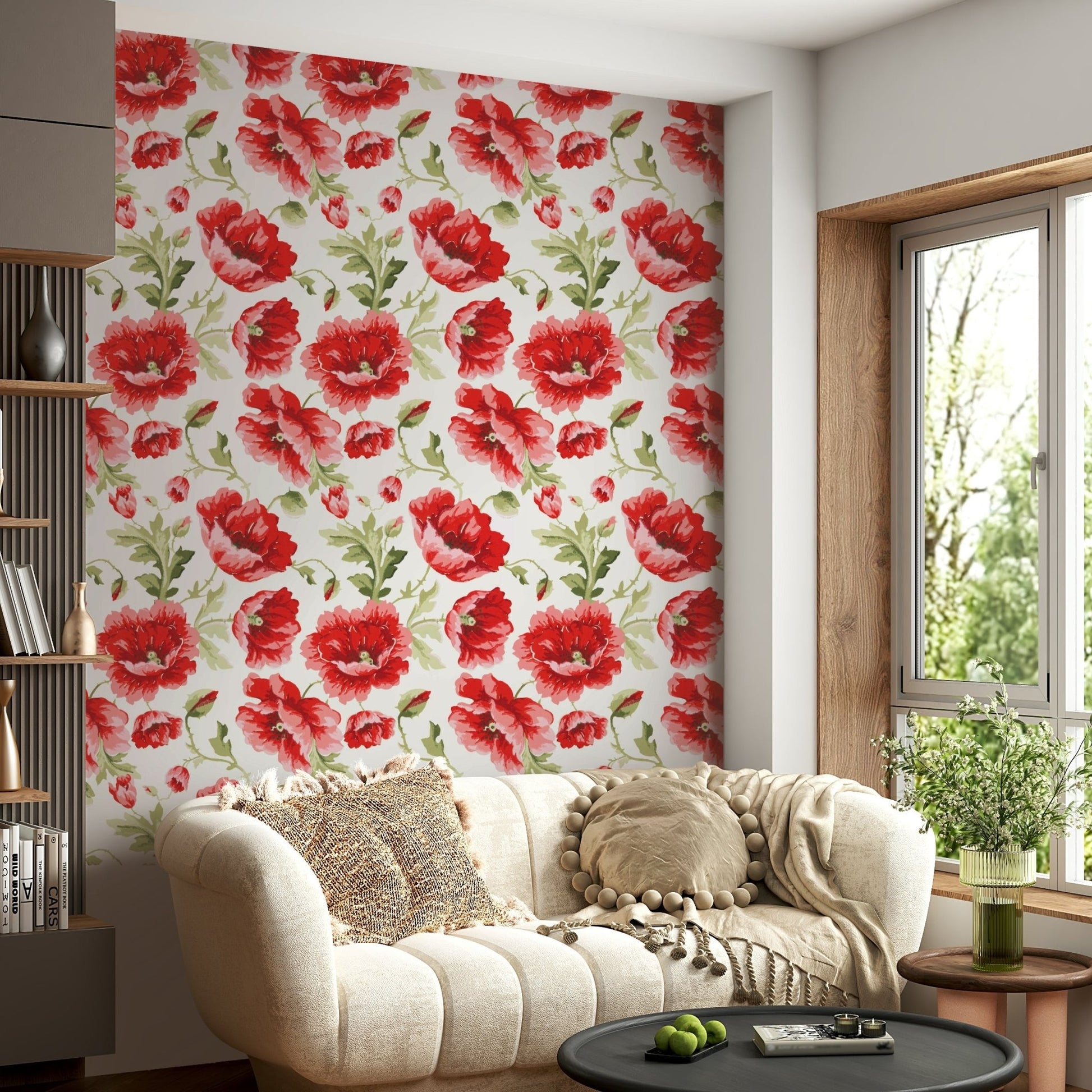 Elegant watercolor poppy wallpaper

