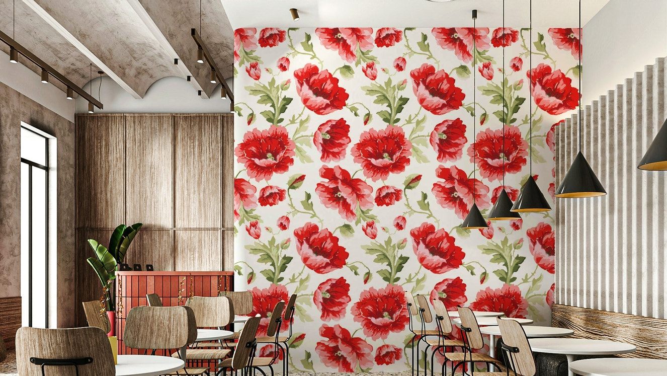 Watercolor poppies wallpaper design

