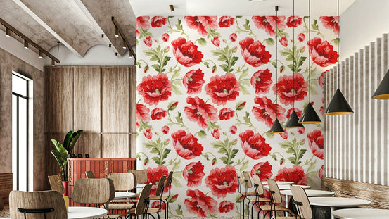 Watercolor poppies wallpaper design, GD1457