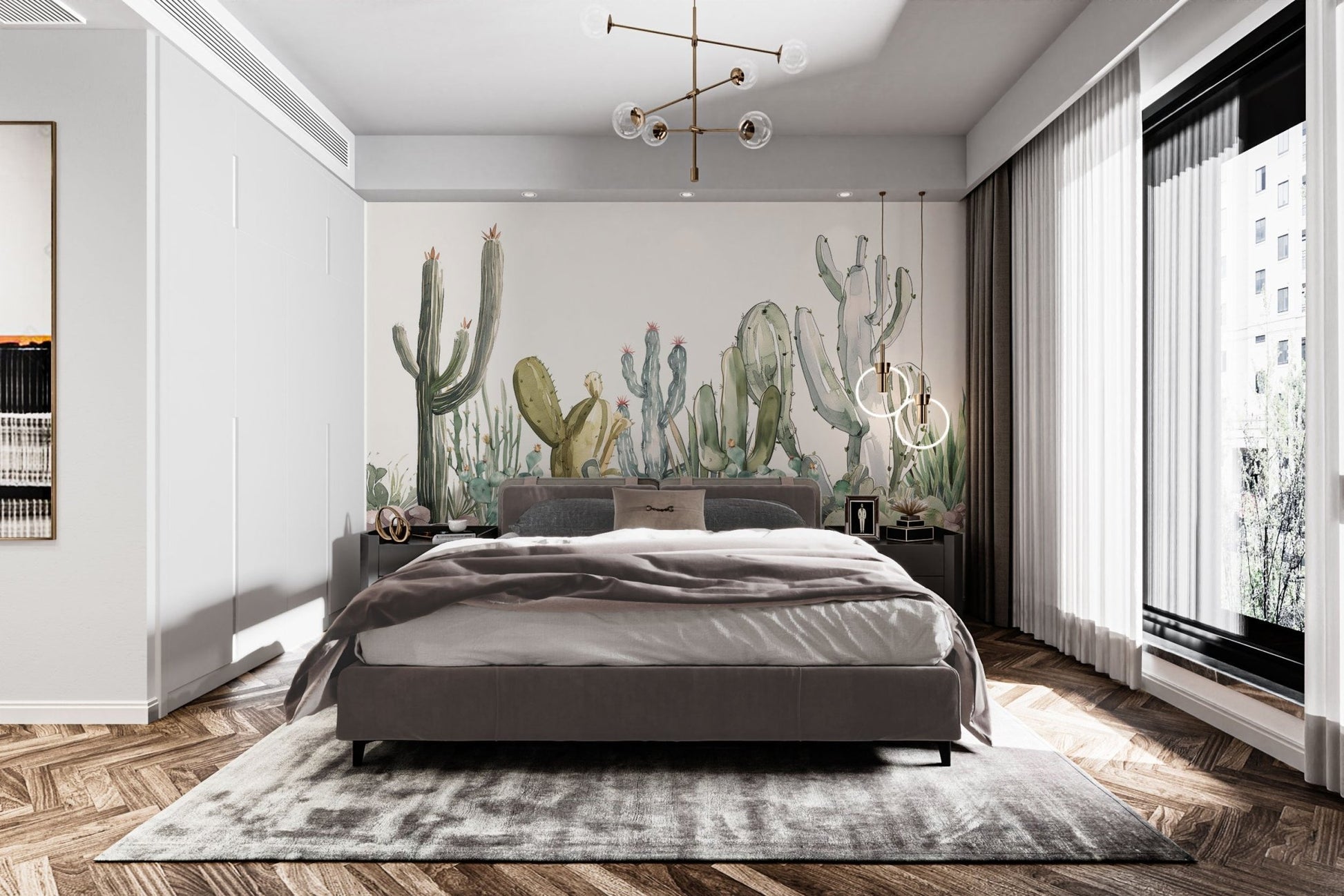 Watercolor Prickle Desert Cactus Wallpaper