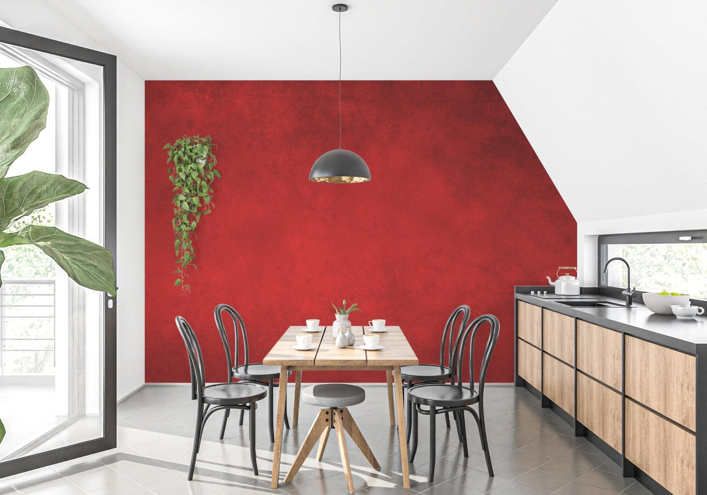Bright Red Concrete Pattern Wallpaper Murals - Giffywalls A655