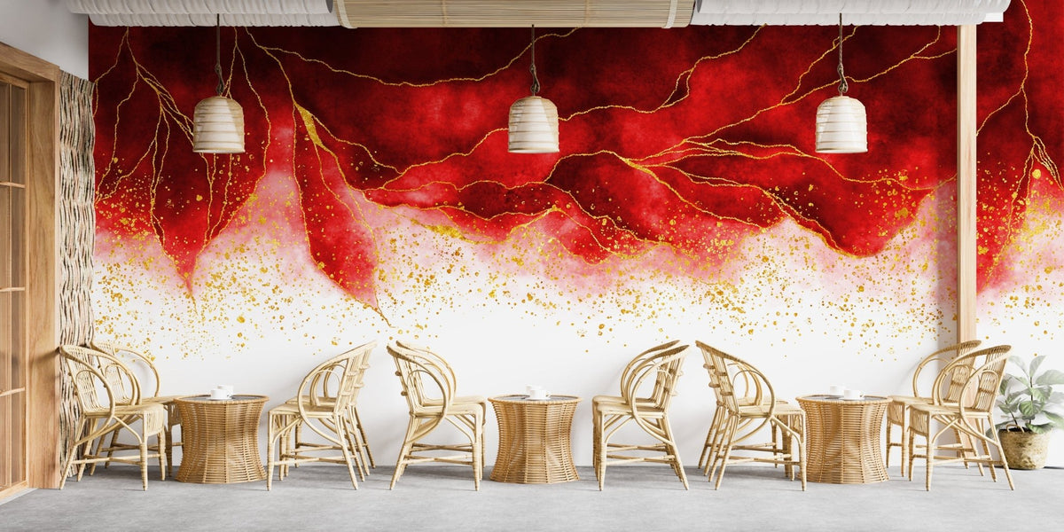 Watercolor red brushed wallpaper murals A683
