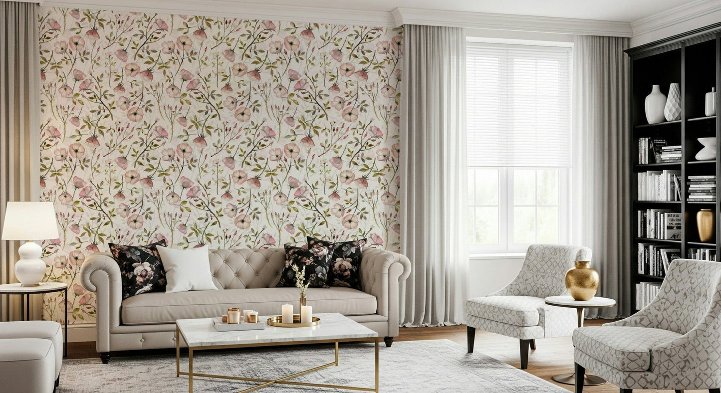 Watercolor Rose Garden Wallpaper⁠