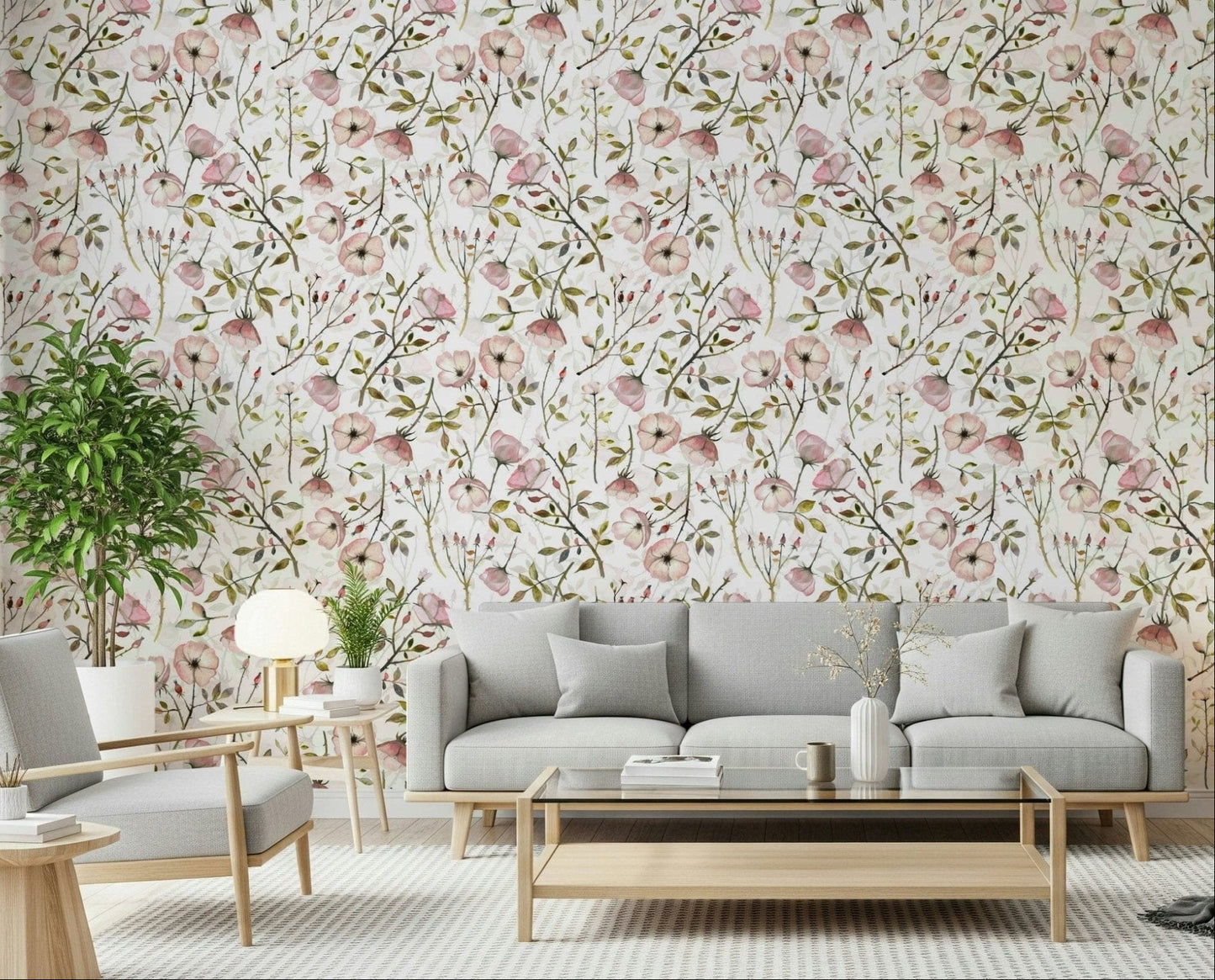 Watercolor Rose Garden Wallpaper⁠