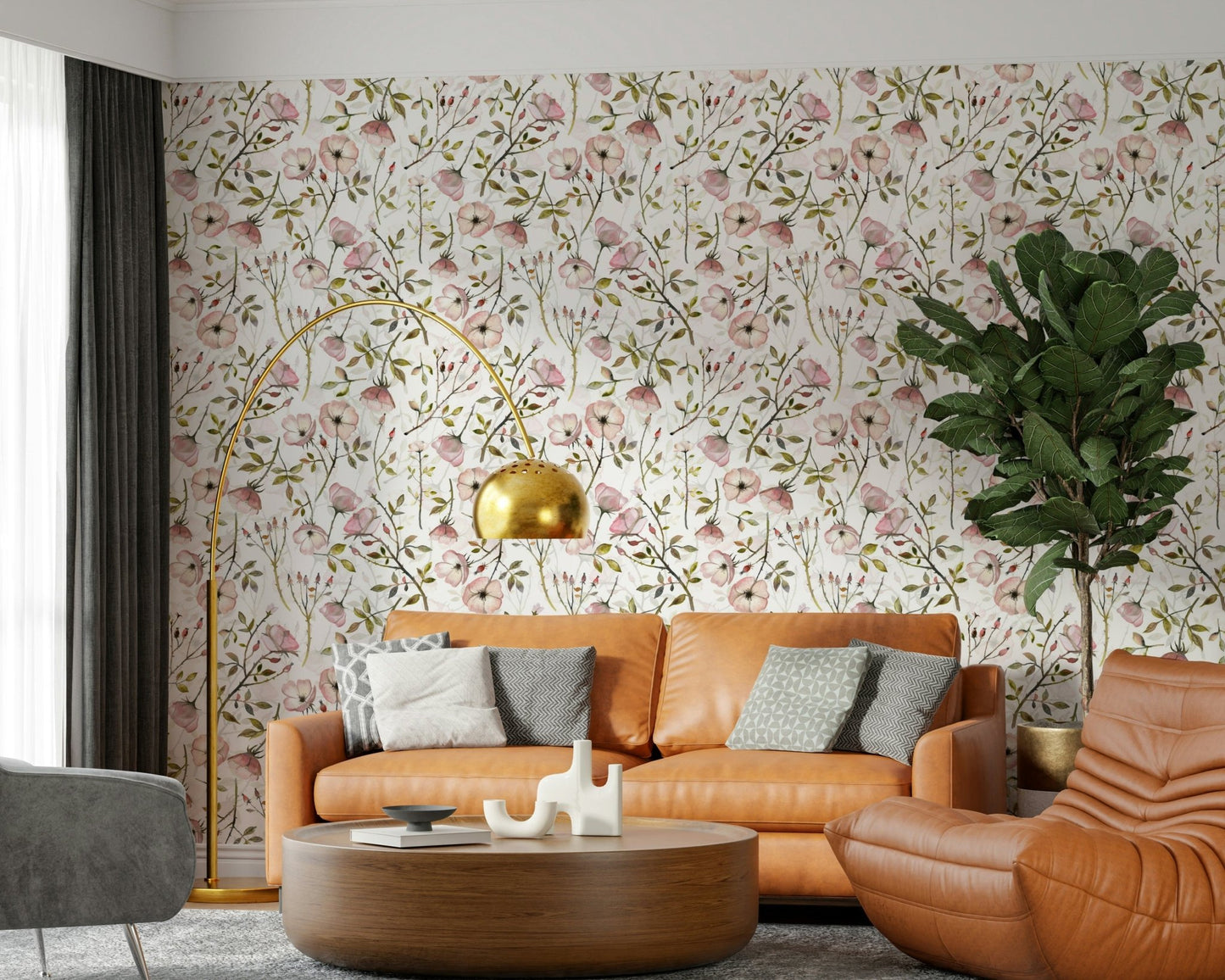 Watercolor Rose Garden Wallpaper⁠