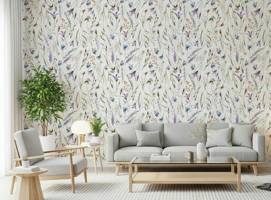 Pastel flowers watercolor art seamless pattern wallpaper, GD7203