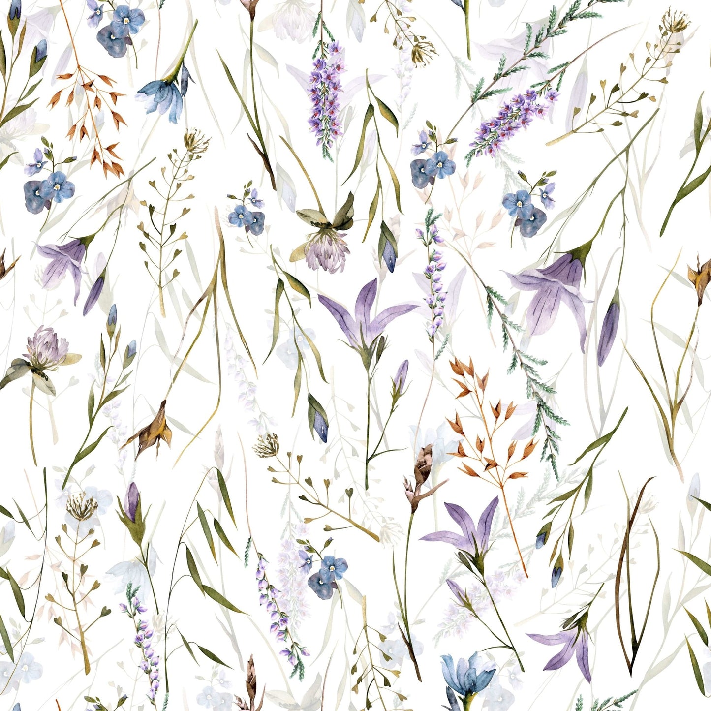Wildflower sketch style wall art Watercolor Meadow