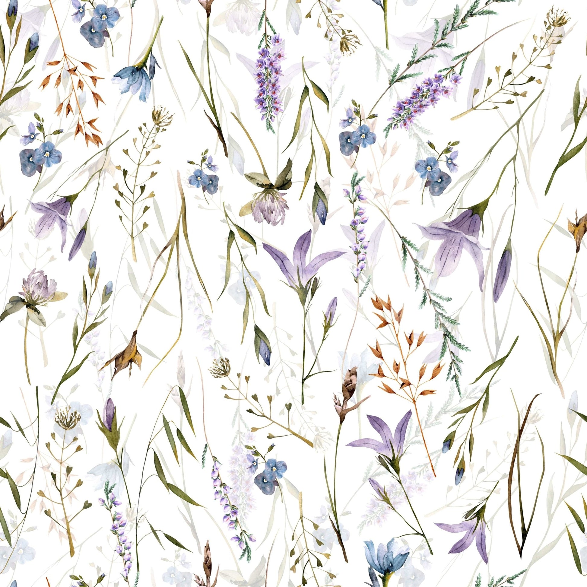 Wildflower sketch style wall art Watercolor Meadow
