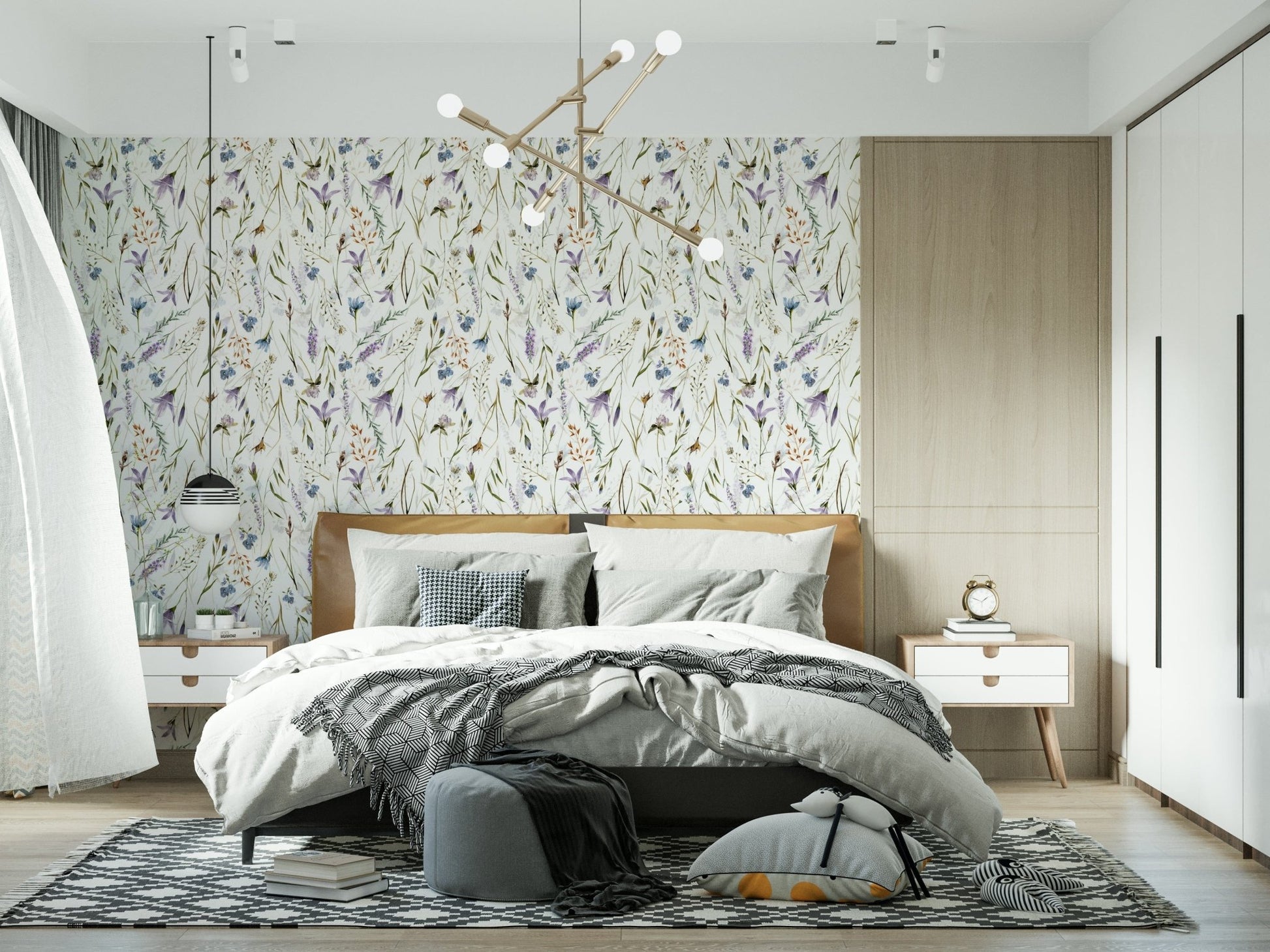 Artistic floral pattern wallpaper walls gentle colors