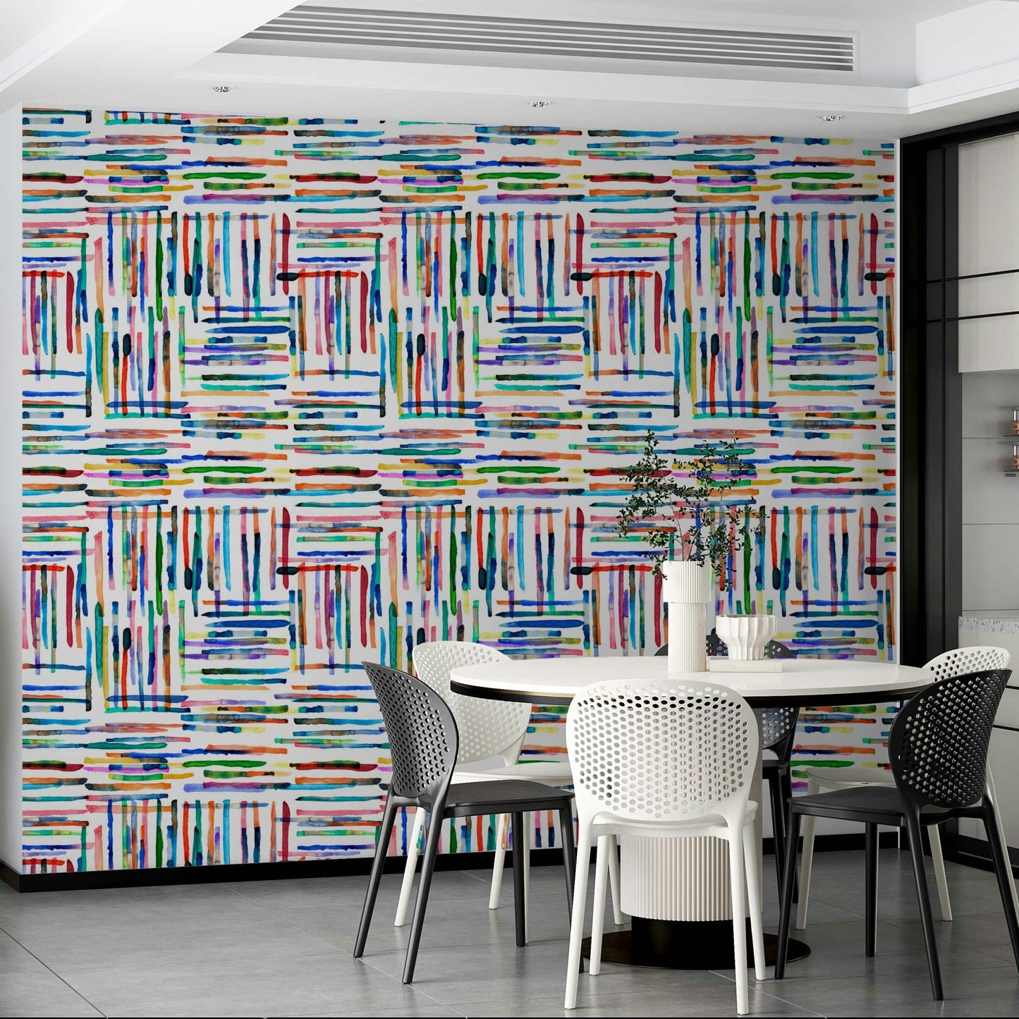 Elegant blue watercolor stripe tile wallpaper design.

