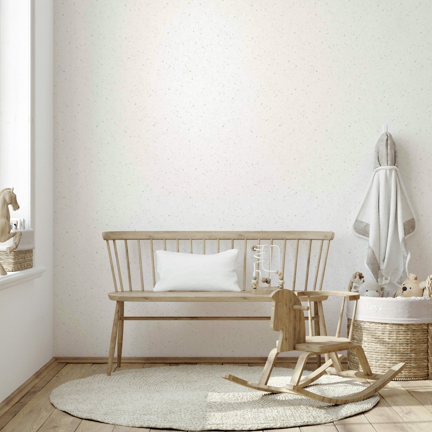 Subtle opal terrazzo wallpaper design for home walls.

