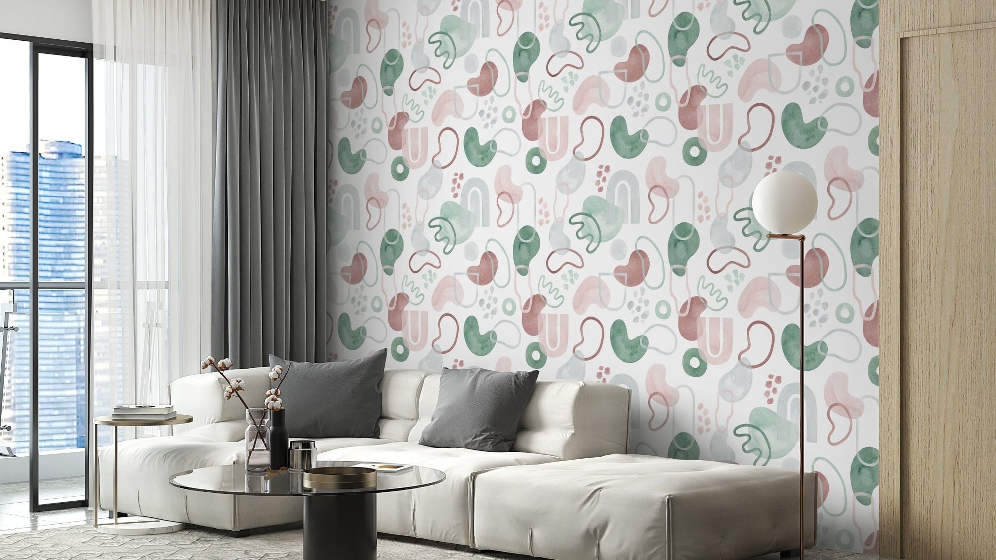 Watercolor tile repeat pattern for walls B252